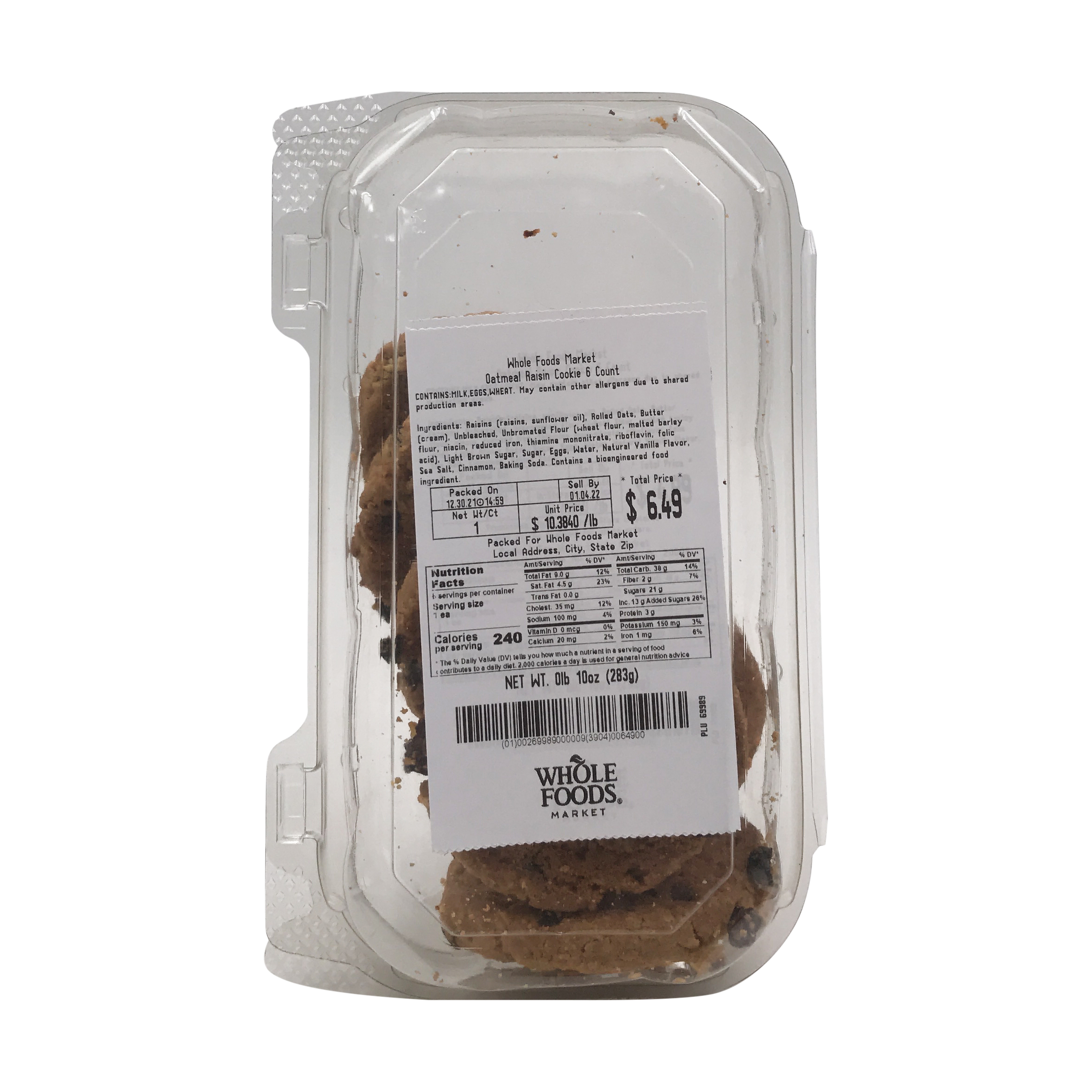 Oatmeal Raisin Cookie 6ct, 10 oz at Whole Foods Market