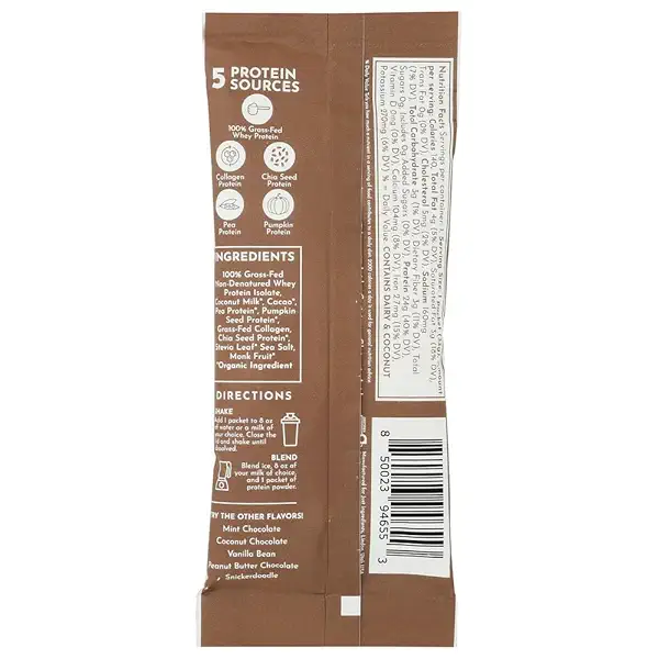 Chocolate Whey + Plant Protein Sgl, 1.16 OZ 2