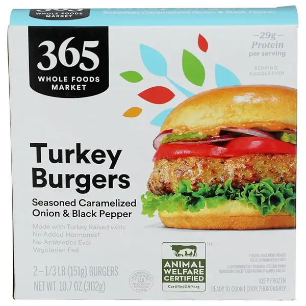 Seasoned Carmelized Onion & Black Pepper Turkey Burgers, 10.67 OZ 1