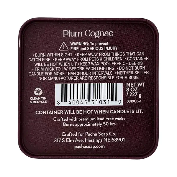 Plum Cognac Candle, 8 OZ 2