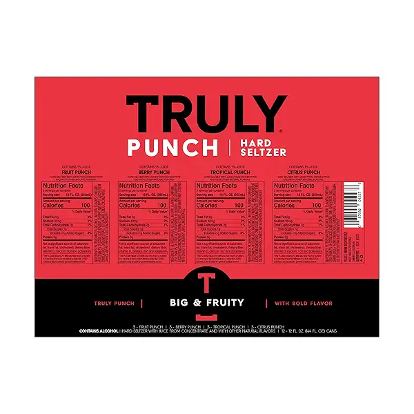 Hard Seltzer Punch Variety Pack, Spiked & Sparkling Water (12 fl. oz. Can, 12pk.), 144 fl oz 7