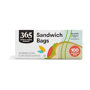 Double Zipper Sandwich Storage Bag, 100 sandwich size bags