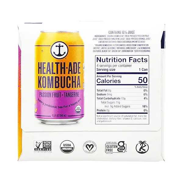 Organic Passion Fruit Tangerine Kombucha 4 Pack Cans, 46 fl oz at Whole