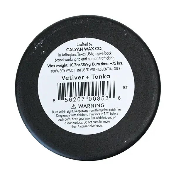 Vetiver/Tonka -  Black Soy Candle , 10.2 oz 4