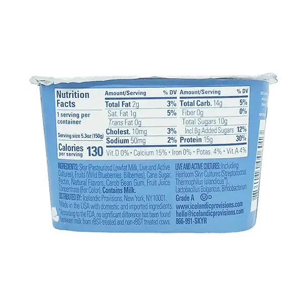 Traditional Blueberry Bilberry Skyr, 5.3 oz 3