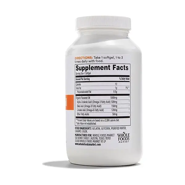 Supplements - EFAs, Flaxseed Oil (Cold-Pressed), 180 softgels 2