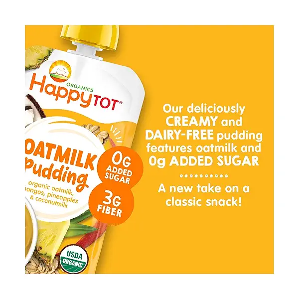 Organics Oatmilk Pudding, Dairy-Free, Stage 4 Toddler Snack, Oatmilk, Mangos, Pineapples & Coconutmilk, 4 oz. Pouch 7