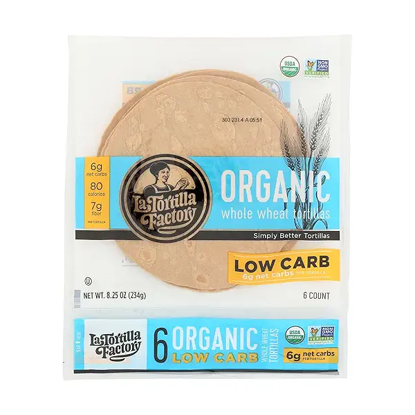 ORGANIC WHOLE WHEAT TORTILLAS LOW CARB, 8.25 oz 1