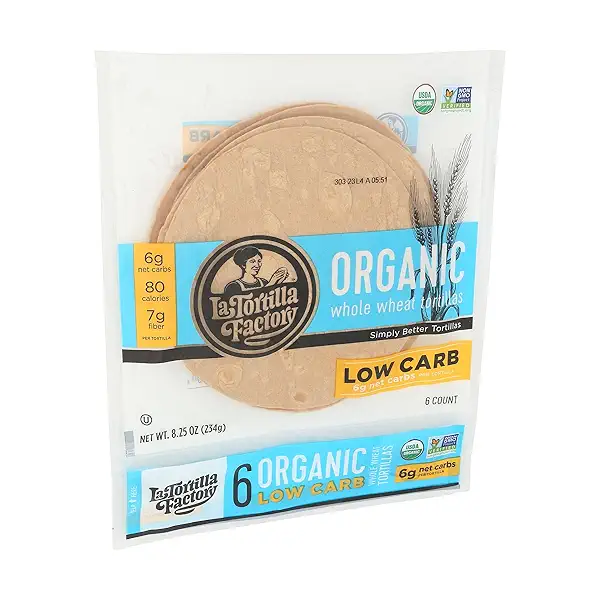 ORGANIC WHOLE WHEAT TORTILLAS LOW CARB, 8.25 oz 5