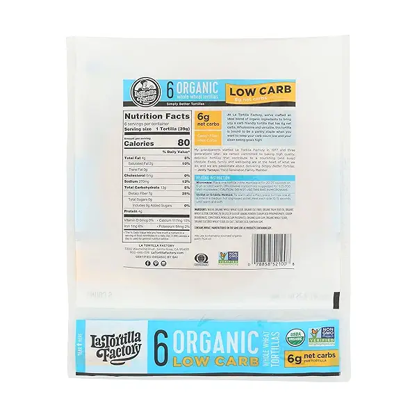 ORGANIC WHOLE WHEAT TORTILLAS LOW CARB, 8.25 oz 10