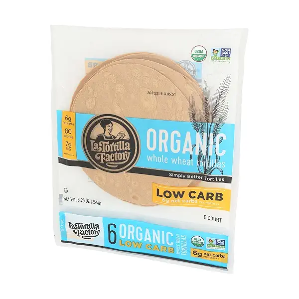 ORGANIC WHOLE WHEAT TORTILLAS LOW CARB, 8.25 oz 12