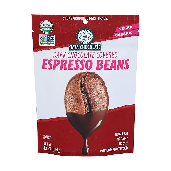 DARK CHOCOLATE COVERED ESPRESSO BEANS ORGANIC STONE GROUND CHOCOLATE at