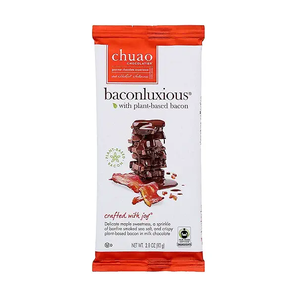 MILK CHOCOLATE PLANT BASED BACONLUXIOUS BAR, 2.8 oz 1