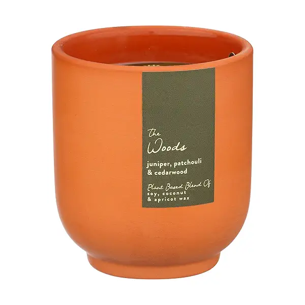 CANDLE, ORIGINS & ELEMENTS, THE WOODS, TERRACOTTA, 8 OZ, 4 UNIT MASTER, 7.5 oz 6