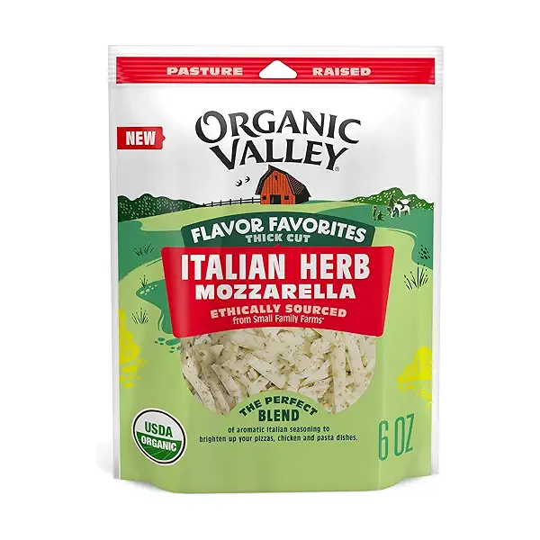 Organic Italian Herb Thick Cut Shredded Cheese, Flavor Favorites, 6 oz, 1.5 cups 1