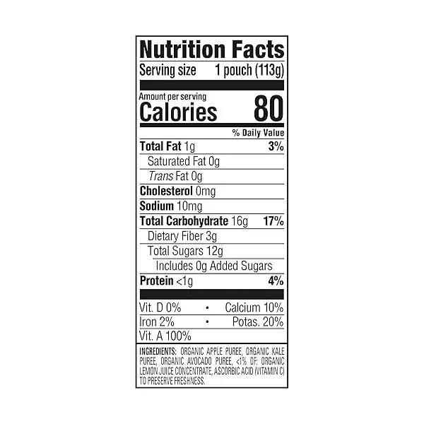 Organics Clearly Crafted Stage 2 Apples, Kale & Avocados Pouch 4oz UNIT 3