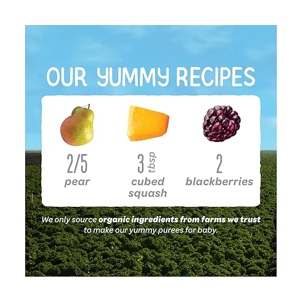 Organics Clearly Crafted Stage 2 Pears, Squash & Blackberries Pouch 4oz UNIT 8
