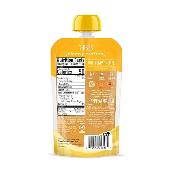 Organics Clearly Crafted Stage 2 Bananas, Sweet Potatoes & Papaya Pouch 4oz UNIT 2