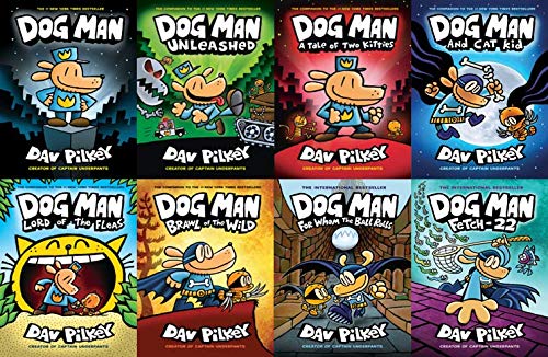 Dog Man series 8 book set: Dog Man, Unleashed, A Tale of Two