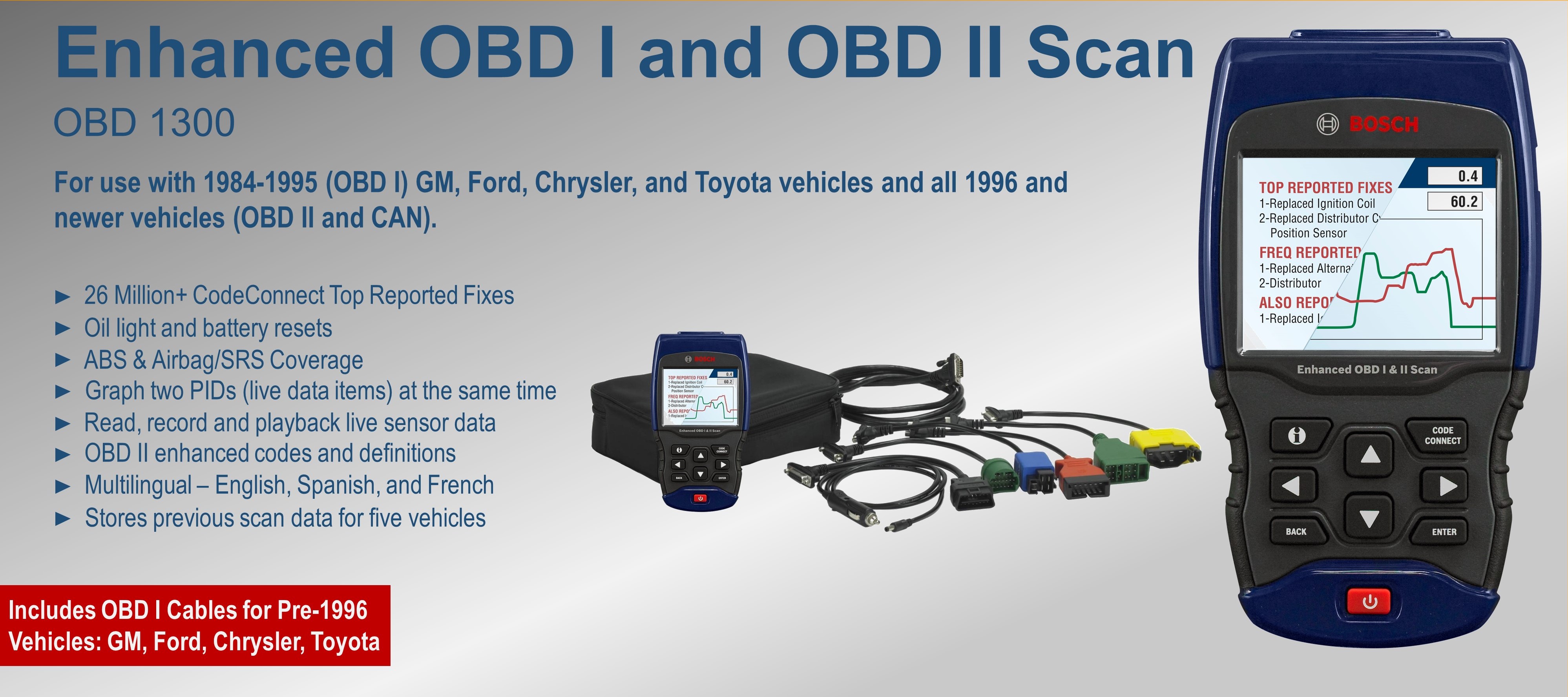 Bosch Automotive Tools OBD 1300 Enhanced OBD I & II Scan