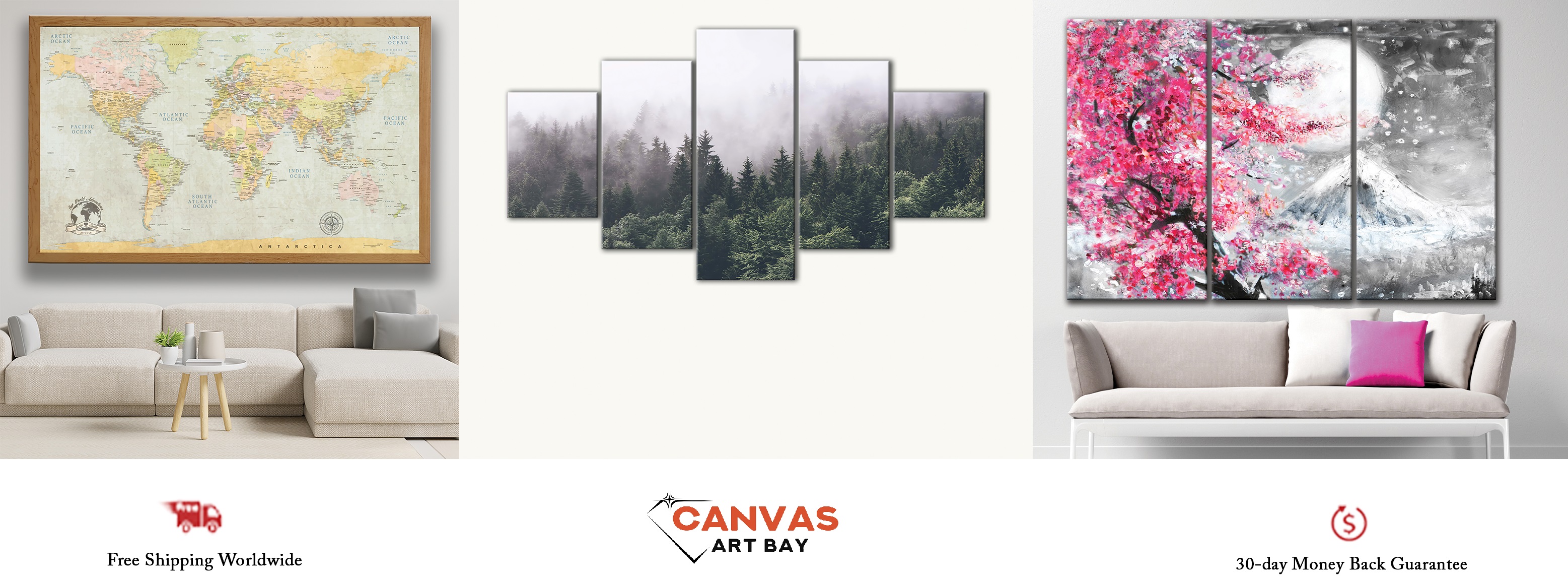 Canvas Art Bay World Maps