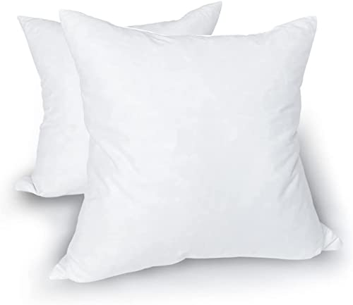 raajsee Throw Pillow Inserts (White, Set of 2) 18x18 Pillow Inserts Square- Decorative Couch Pillows, Premium Micro Cotton Fabric Fluffy & Soft Pillows for Bed, Sofa, Sham - Machine Washable.