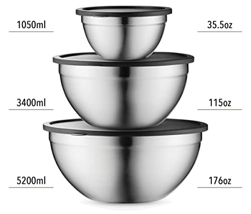 Table Concept Mixing Bowls with Airtight Lids, Stainless Steel Nesting Bowl Set for Space Saving Storage, Ideal for Cooking, Baking, Prepping & Food Storage - Image 5