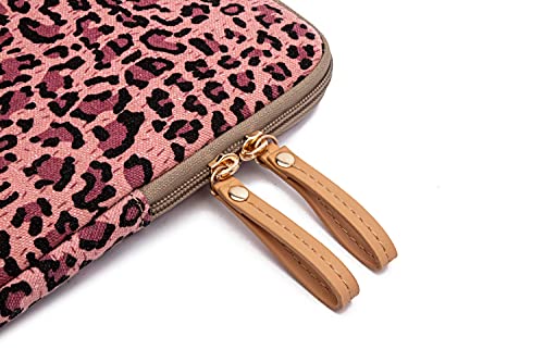 XSKN Canvas Fabric Stylish Leopard's Spots Print Style Laptop Sleeve Computer Protective Carrying Case Bag Cover for iPad/MacBook/Dell/HP/Lenovo etc. (Pink, 15 inch & 2019 New MacBook Pro 16) - Image 7