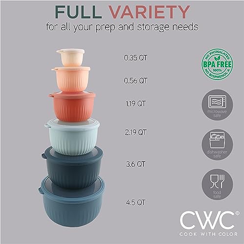 COOK WITH COLOR Prep Bowls with Lids- Deep Mixing Bowls Nesting Plastic Small Mixing Bowl Set with Lids (Multi) - Image 4
