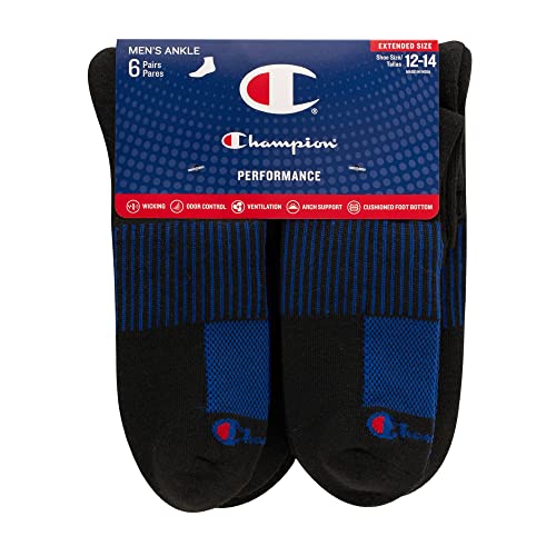 Champion Men’s Socks, Performance Moisture Wicking Ankle Socks for Men, 6-Pack - Image 3