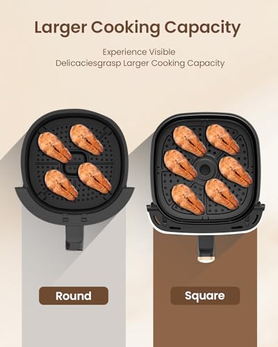 Air Fryer, VEWIOR 5.3Qt Airfyer with Viewing Window, 7 Custom Presets Large Air Fryer Oven with Smart Digital Touchscreen,Non-stick and Dishwasher-Safe Basket, Kitchen Tongs, Rack with Skewers - Image 7