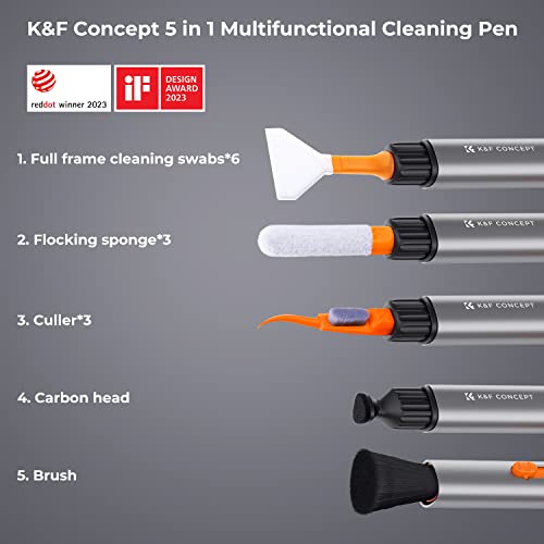 K&F Concept Lens Cleaning Pen Kit for Full-Frame Sensors, Multi-Function Cleaner Kit for Airpods Pro, Earbuds, Bluetooth Earphone Headphone Case, iPhone Charging Port, Earpods - Image 3