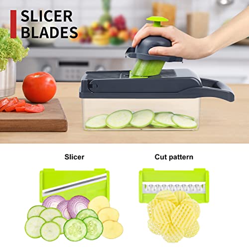 Vegetable Chopper, Onion Chopper, Mandolin Slicer,Pro 10 in 1professional food Choppermultifunctional Vegetable Chopper and Slicer, Dicing Machine, AdjustableVegetable Cutter With Container(grey) - Image 6