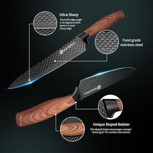 7P Stainless Steel Kitchen Knives Set with 360 Degree Rotating Knife Block, Includes Larger Cleaver, Chef Knife, Slicer Knife, Utility Knife, Scissors, Peeler,All in a Gift Box - Image 4