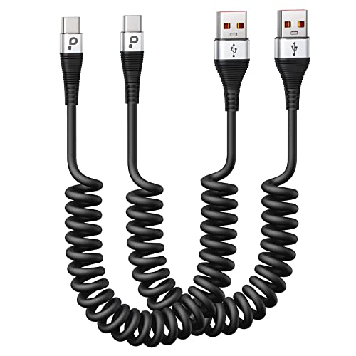 2Pack 3ft Coiled USB C to A Charging Cable for Samsung Galaxy, Note, and Other USB C Devices - Fast Charging Car Cord