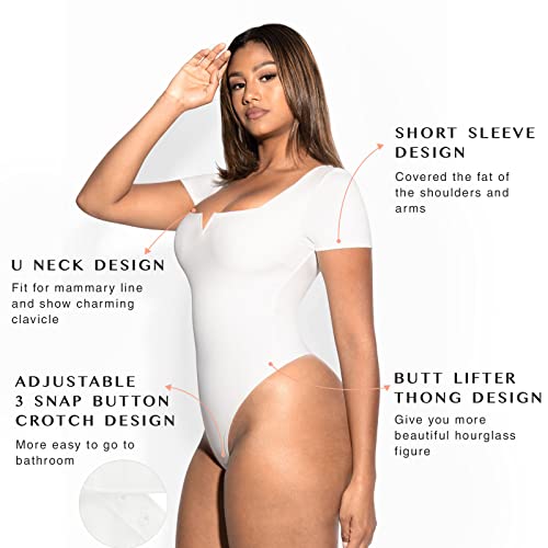 FeelinGirl Square Neck Bodysuit for Women Long Sleeve/Sleeveless Tummy Control Slimming Bodysuit Going Out Tank Tops - Image 6