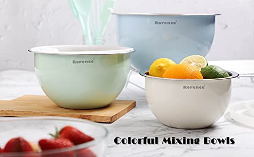 Rorence Stainless Steel Mixing Bowls with Lids: Stackable Colorful Mixing Bowls for Kitchen – Set of 3 include 1.5 Qt, 3 Qt, 5 Qt - Image 5