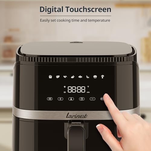 Larinest Air Fryer 5.3Qt, 8 Cooking Presets Airfryer for Quick Easy Meals, Compact Air Fryer with Nonstick Basket Dishwasher-Safe, Fit for 3-5 People, Auto Shutoff, AF501, Black - Image 3