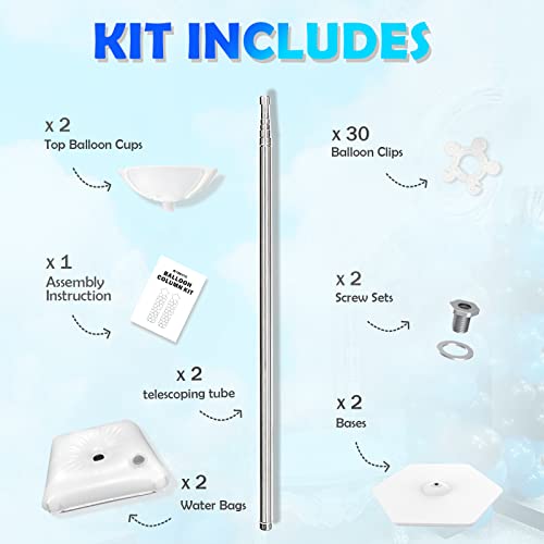 TEKXYZ Telescoping Balloon Stand Set of 2 • 1.5ft to 7ft • Free Adjustable Metal Balloon Column Stand • for Party Decorations - Image 3