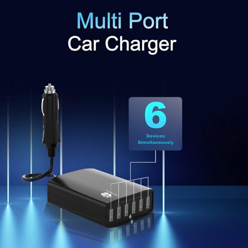 Multi Port USB Car Charger, 50W 6 Port Car Charger Adapter, 12V USB Charger Multi Port Car Phone Charger, USB Cigarette Lighter Adapter for iPhone 13/12/11 Samsung Galaxy and Other USB Devices. - Image 5