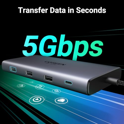 UGREEN Revodok Pro 210 Laptop Docking Station 10 in 1 USB C Dock Dual HDMI 4K@60Hz Single 8K@30Hz USB A and USB C Data Port 100W PD 1Gbps Ethernet, SD/TF Card Reader for Dell XPS Thinkpad - Image 7