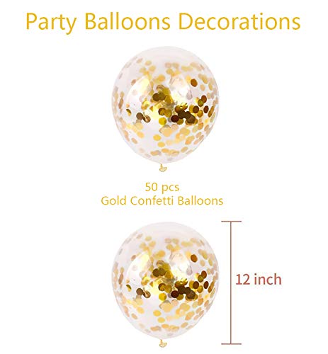 50pcs Gold Confetti Latex Balloons, 12 inch Gold Balloons with Golden Paper Dots for Graduation Wedding Birthday Baby Shower Party Decorations - Image 3