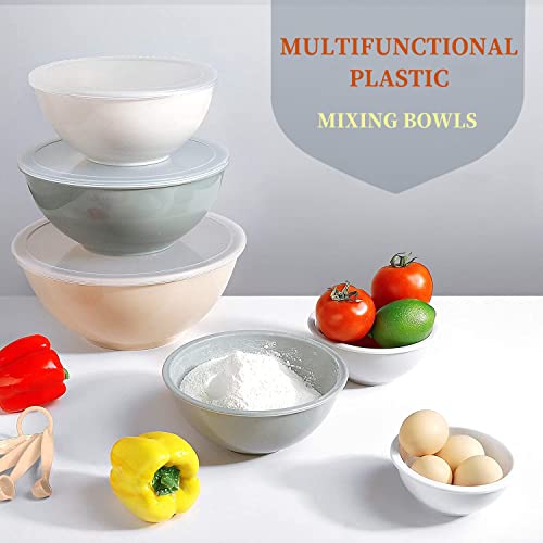 Umite Chef Nesting Mixing Bowls Set with Airtight Lids, 18 Piece Plastic, Includes Measuring Cups, Mixing Bowl Set Great for Mixing, Baking, Serving, Dishwasher (Khaki) - Image 3
