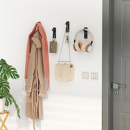 Self Adhesive Wall Hooks for Hanging: Stick-On Hooks Hold 13 LB, Black Coat Hook,Towel Hooks For Bathrooms,Shower Hooks for Wall,Door Hooks Hanging Towel, Kitchen Hook,Metal hooks for hanging,6 Pack - Image 3