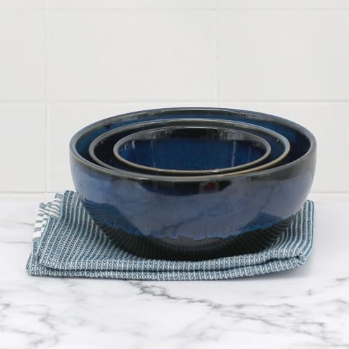 Emeril Lagasse 3-Piece Nesting Round Stoneware Mixing Bowl Set, Versatile 2/1/0.5 Qt, for Cooking, Baking, Prepping, Serving, Salad, Housewarming Gift, Microwave & Oven Safe up to 450 f - Image 4