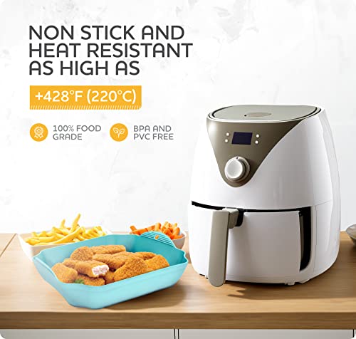 Silicone Air Fryer Liners Set OF 4, Air Fryer Silicone Liners for 3-5QT Air Fryer Tray Baking Oven, 7.5” Reusable Square Air Fryer Liners with Handles & Holes, Air Fryer Inserts, Air Fryer Accessories - Image 4