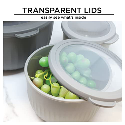 Meal Prep BPA-Free Plastics Mixing Bowls Set of 4, Easy to Clean, Nesting Bowls for Space Saving, Great for Cooking, Baking & Prepping, Heavy Duty Food Prep and Storage Organizers (OUTER DARK BLUE) - Image 6