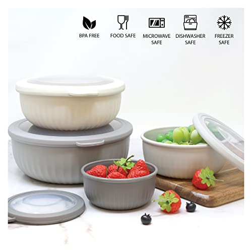 Meal Prep BPA-Free Mixing Bowls Set of 4, Easy to Clean, Nesting Bowls for Space Saving, Great for Cooking, Baking & Prepping, Heavy Duty Food Prep and Storage Organizers (OUTER DUSTY ROSE) - Image 4