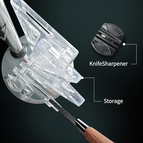 7P Stainless Steel Kitchen Knives Set with 360 Degree Rotating Knife Block, Includes Larger Cleaver, Chef Knife, Slicer Knife, Utility Knife, Scissors, Peeler,All in a Gift Box - Image 6