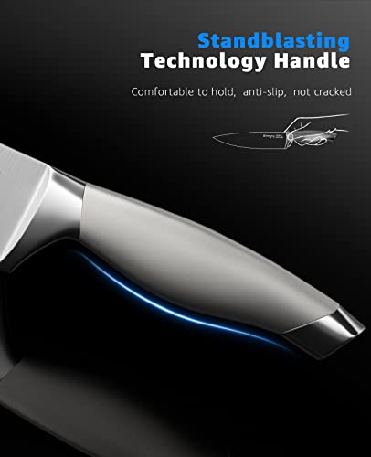 Emojoy Knife Set with Block, 15 Pieces Kitchen Knife Set with Built-in Sharpener, German Stainless Steel Sharp Chef Knife Set with Hollow Handle, Dishwasher Safe and Rust Proof - Image 4